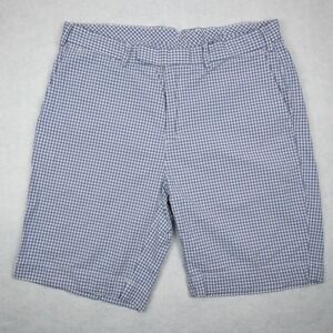 VTG Polo Ralph Lauren Shorts Mens 34 White Blue Gingham Checks Chino Preppy Golf